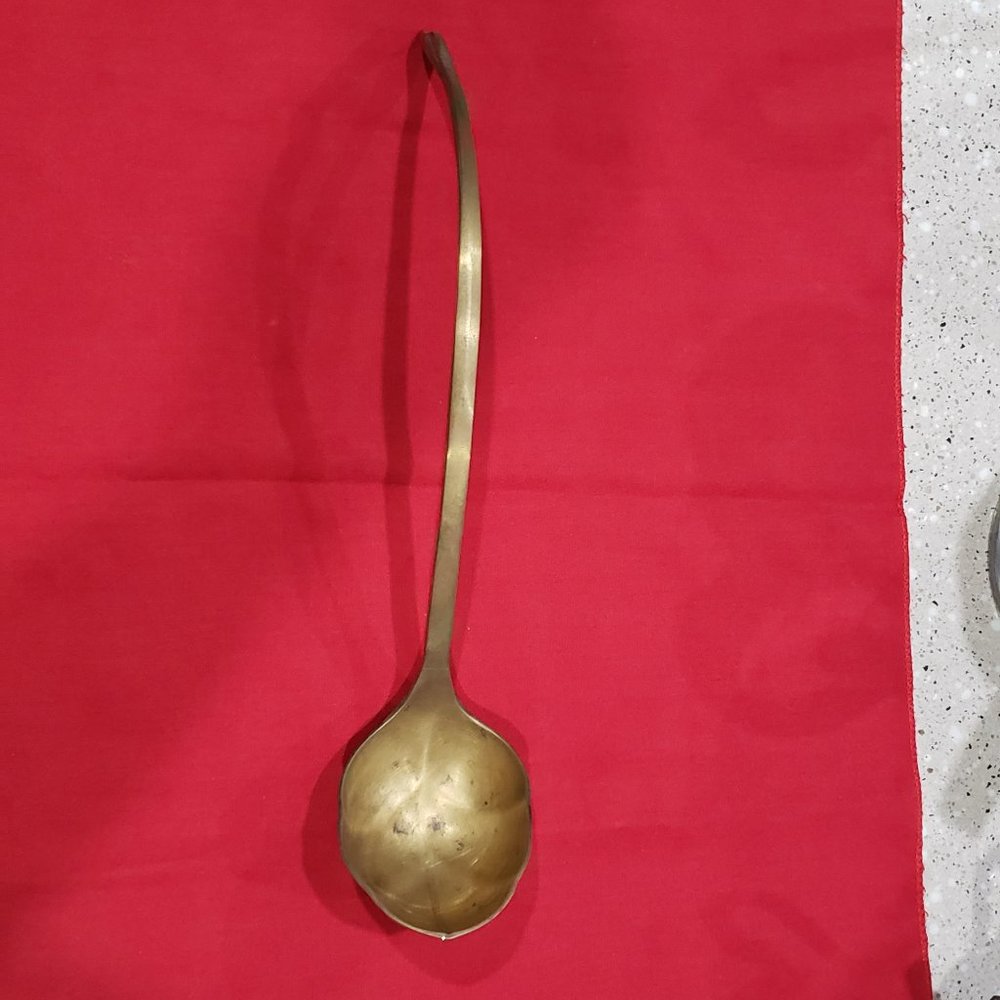 Vintage Silver on Copper Soup Punch Bowl Ladle .